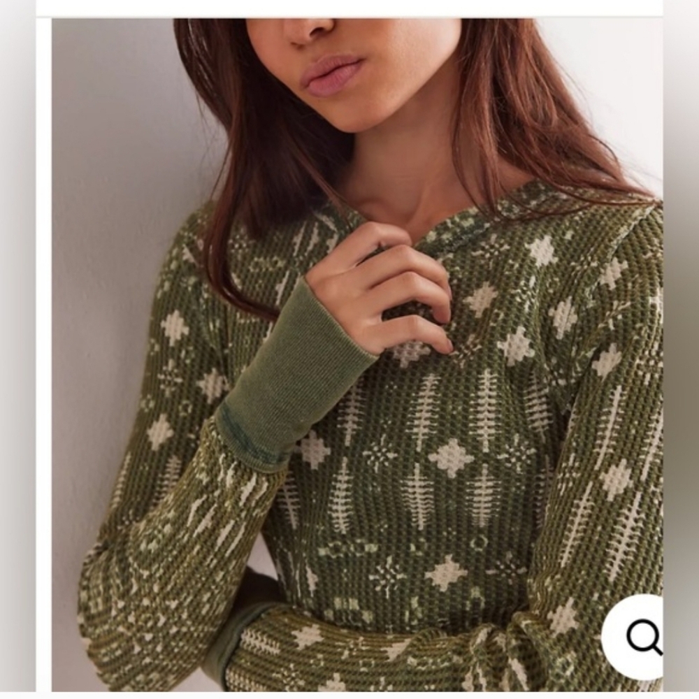 Free People We The Free Pretty Little Thermal. NWT. Pine combo